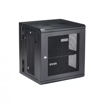 StarTech.com 4-Post 12U sieninis tinklo spintas su 1U lentyna, 19 colių šarnyrinis sieninis serverio stovas duomenų, AV, elektronikos ir kompiuterinei įrangai, ventiliuojamas