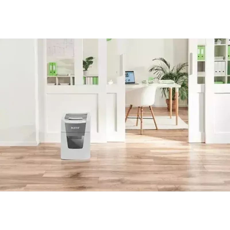 Popieriaus smulkintuvas LEITZ IQ Autofeed Small Office 100, kryžminis pjovimas P-4, 8 lapų, 22 cm padavimas, 34 L krepšelis, pilka
