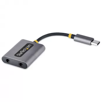 StarTech.com USB-C ausinių skirstytuvas, USB Type C dvigubų ausinių adapteris su mikrofono įėjimu, USB C į 3.5 mm garso adapteris, 24 bitų DAC
