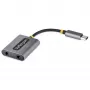 StarTech.com USB-C ausinių skirstytuvas, USB Type C dvigubų ausinių adapteris su mikrofono įėjimu, USB C į 3.5 mm garso adapteris, 24 bitų DAC
