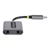 StarTech.com USB-C ausinių skirstytuvas, USB Type C dvigubų ausinių adapteris su mikrofono įėjimu, USB C į 3.5 mm garso adapteris, 24 bitų DAC