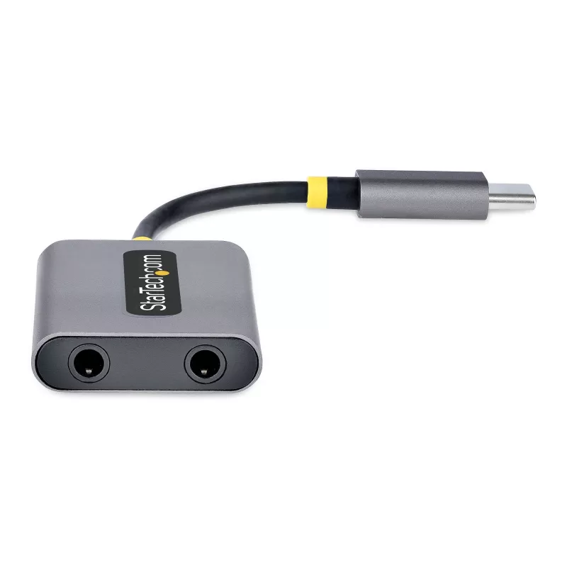 StarTech.com USB-C ausinių skirstytuvas, USB Type C dvigubų ausinių adapteris su mikrofono įėjimu, USB C į 3.5 mm garso adapteris, 24 bitų DAC