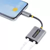 StarTech.com USB-C ausinių skirstytuvas, USB Type C dvigubų ausinių adapteris su mikrofono įėjimu, USB C į 3.5 mm garso adapteris, 24 bitų DAC