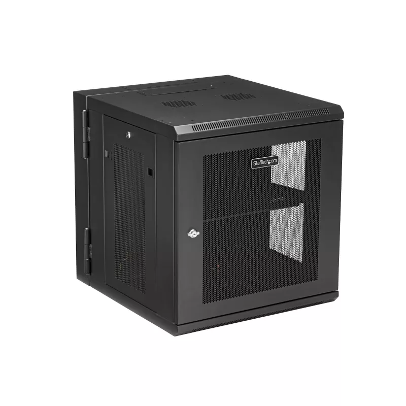 StarTech.com 4-Post 12U sieninis tinklo spintas su 1U lentyna, 19 colių vyriais tvirtinamas serverio stovas duomenų, AV, elektronikos, kompiuterių įrangai, lankstus ventiliuojamas korpusas