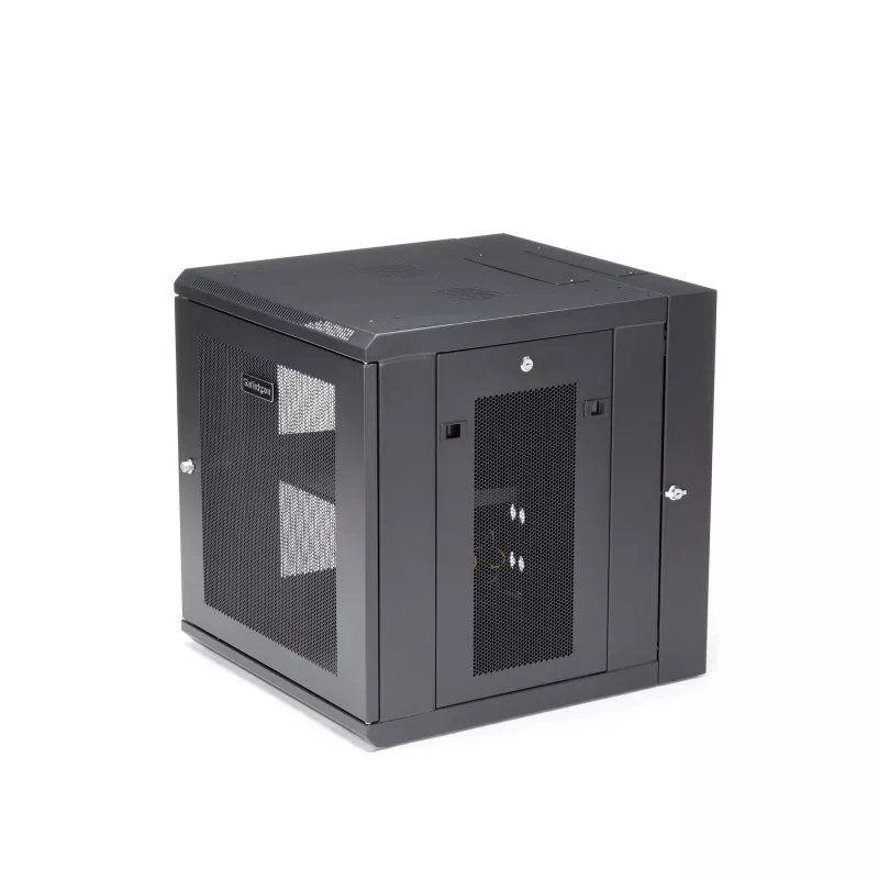 StarTech.com 4-Post 12U sieninis tinklo spintas su 1U lentyna, 19 colių vyriais tvirtinamas serverio stovas duomenų, AV, elektronikos, kompiuterių įrangai, lankstus ventiliuojamas korpusas