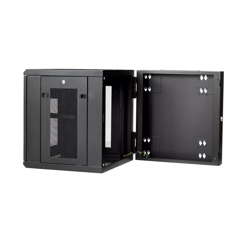 StarTech.com 4-Post 12U sieninis tinklo spintas su 1U lentyna, 19 colių vyriais tvirtinamas serverio stovas duomenų, AV, elektronikos, kompiuterių įrangai, lankstus ventiliuojamas korpusas