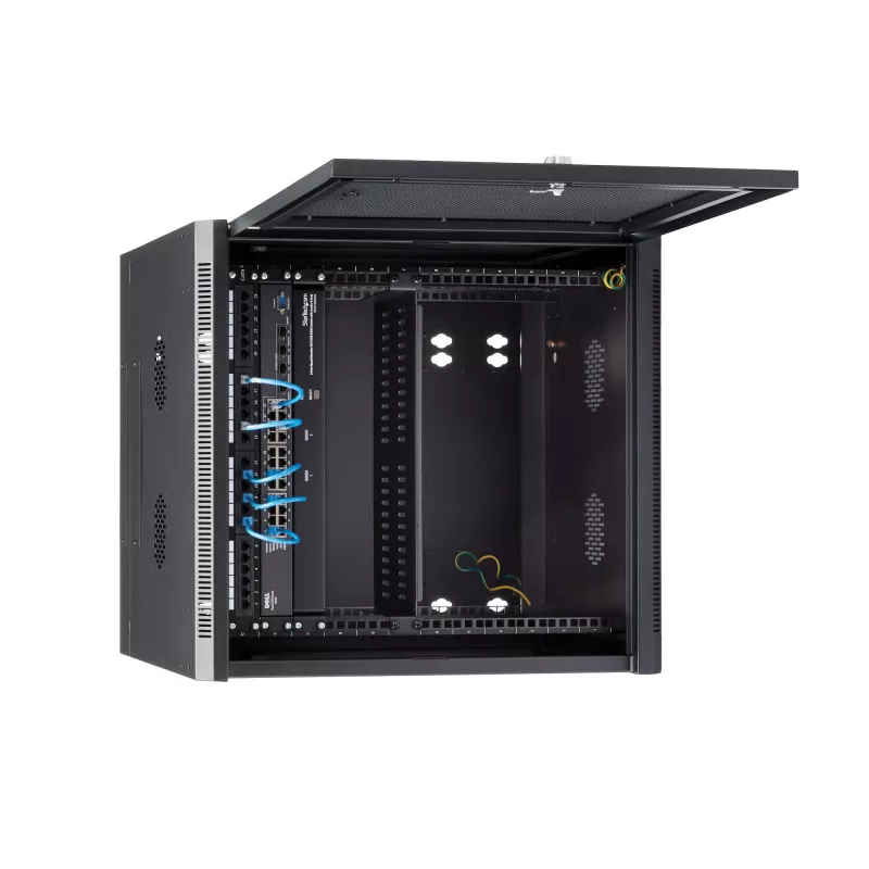 StarTech.com 4-Post 12U sieninis tinklo spintas su 1U lentyna, 19 colių vyriais tvirtinamas serverio stovas duomenų, AV, elektronikos, kompiuterių įrangai, lankstus ventiliuojamas korpusas