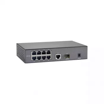 LevelOne 10 prievadų Fast Ethernet PoE jungiklis, 1 x Gigabit RJ45, 1 x Gigabit SFP, 8 PoE išėjimai, 90 W