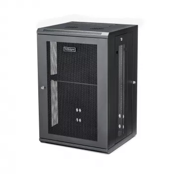 StarTech.com 4-Post 18U sieninis tinklo spintas su 1U lentyna, 19 colių vyriais tvirtinamas serverio stovas duomenų, AV, elektronikos, kompiuterių įrangai, lankstus ventiliuojamas korpusas