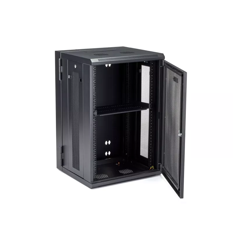 StarTech.com 4-Post 18U sieninis tinklo spintas su 1U lentyna, 19 colių vyriais tvirtinamas serverio stovas duomenų, AV, elektronikos, kompiuterių įrangai, lankstus ventiliuojamas korpusas