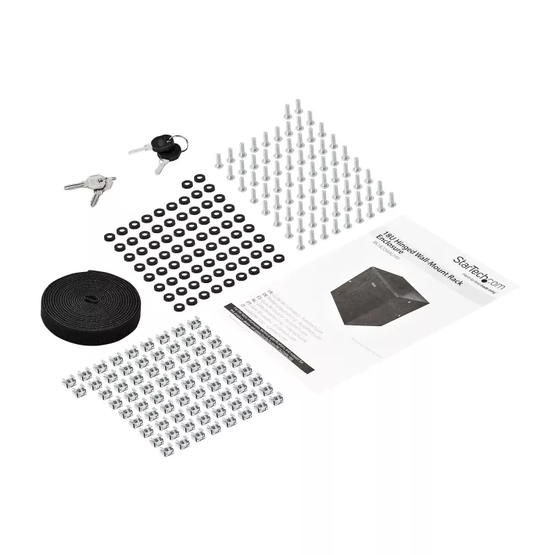 StarTech.com 4-Post 18U sieninis tinklo spintas su 1U lentyna, 19 colių vyriais tvirtinamas serverio stovas duomenų, AV, elektronikos, kompiuterių įrangai, lankstus ventiliuojamas korpusas