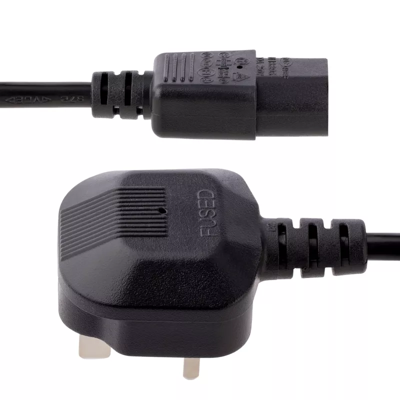 StarTech.com 10ft (3m) JK kompiuterio maitinimo laidas, 18AWG, BS 1363 į C13, 10A 250V, juodas, pakaitinis kintamosios srovės laidas