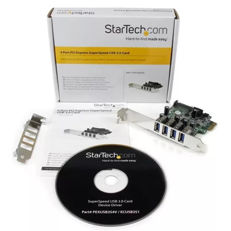 StarTech.com 4 prievadų PCI Express PCIe USB 3.0 valdiklio kortelė su UASP ir SATA maitinimu