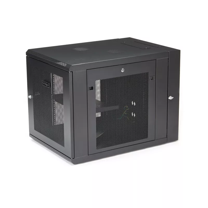 StarTech.com 4 stulpų 12U sieninis tinklo spintos su 1U lentyna, 19 colių vyrių sieninis serverio stovas duomenų / AV / elektronikos / kompiuterių įrangai, lankstus ventiliuojamas stovo korpusas