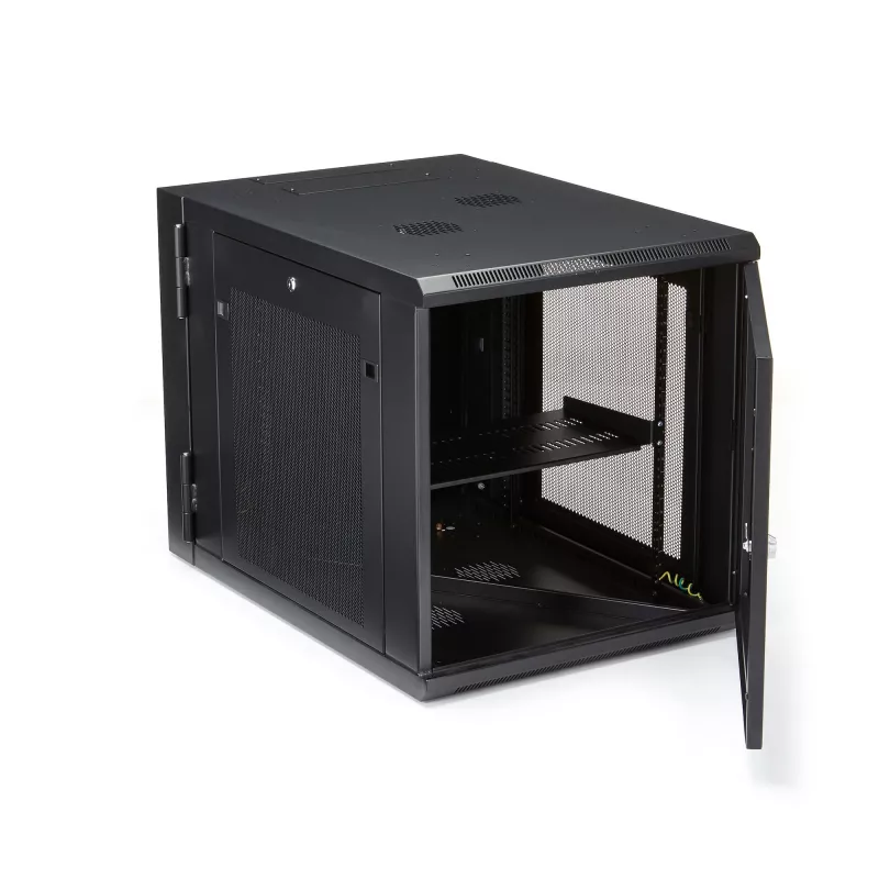 StarTech.com 4 stulpų 12U sieninis tinklo spintos su 1U lentyna, 19 colių vyrių sieninis serverio stovas duomenų / AV / elektronikos / kompiuterių įrangai, lankstus ventiliuojamas stovo korpusas