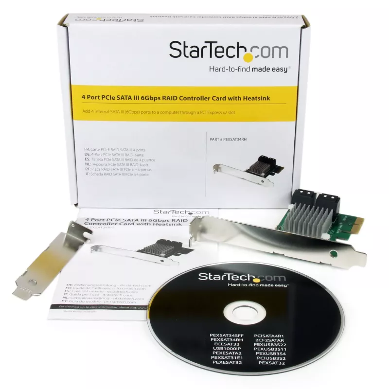 StarTech.com 4 prievadų PCI Express 2.0 SATA III 6Gbps RAID valdiklio kortelė su HyperDuo SSD lygių valdymu
