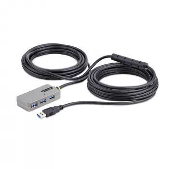 StarTech.com USB 3.0 ilgintuvas su 4 prievadų USB-A šakotuvu, 10 m, aktyvus / maitinamas iš magistralės, su pasirenkamu 20 W maitinimo adapteriu, ESD apsauga