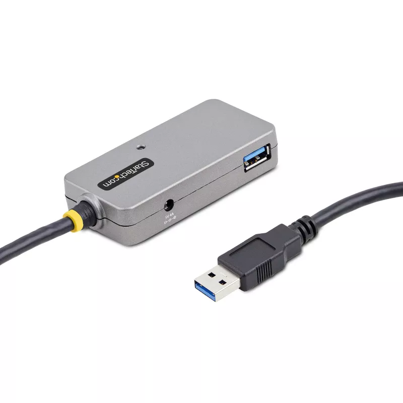 StarTech.com USB 3.0 ilgintuvas su 4 prievadų USB-A šakotuvu, 10 m, aktyvus / maitinamas iš magistralės, su pasirenkamu 20 W maitinimo adapteriu, ESD apsauga