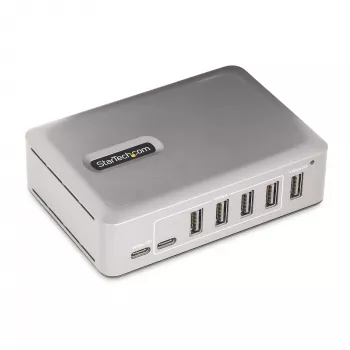 StarTech.com 7 prievadų USB-C centras - 5x USB-A + 2x USB-C - su maitinimu ir 65W adapteriu - USB 3.1 10Gbps - staliniam kompiuteriui/nešiojamam kompiuteriui su 3 pėdų USB-IF sertifikuotu fiksuojamu kabeliu