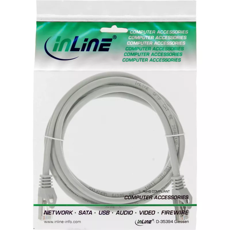InLine Patch Laidas SF/UTP Cat.5e pilkas 1,5 m
