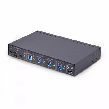 StarTech.com 4 prievadų USB jungiklis klaviatūrai ir pelei su pelės perjungimu, 3,5 mm / USB garsu, TAA atitikmuo
