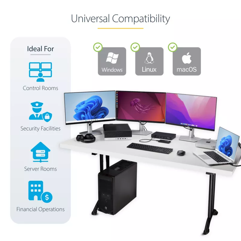 StarTech.com 4 prievadų USB jungiklis klaviatūrai ir pelei su pelės perjungimu, 3,5 mm / USB garsu, TAA atitikmuo