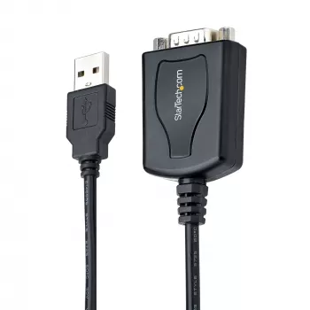 StarTech.com 3 pėdų (1 m) USB į RS232 kabelis su COM prievado fiksacija, DB9 vyriškas RS232 į USB keitiklis, USB į nuoseklųjį adapterį PLC/spausdintuvui/skeneriui, Prolific mikroschema, Windows/Mac