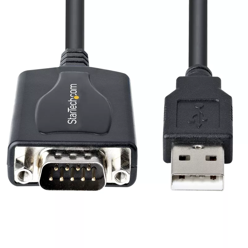 StarTech.com 3 pėdų (1 m) USB į RS232 kabelis su COM prievado fiksacija, DB9 vyriškas RS232 į USB keitiklis, USB į nuoseklųjį adapterį PLC/spausdintuvui/skeneriui, Prolific mikroschema, Windows/Mac