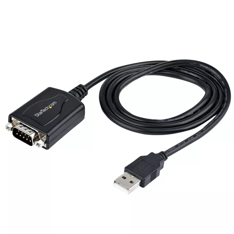 StarTech.com 3 pėdų (1 m) USB į RS232 kabelis su COM prievado fiksacija, DB9 vyriškas RS232 į USB keitiklis, USB į nuoseklųjį adapterį PLC/spausdintuvui/skeneriui, Prolific mikroschema, Windows/Mac