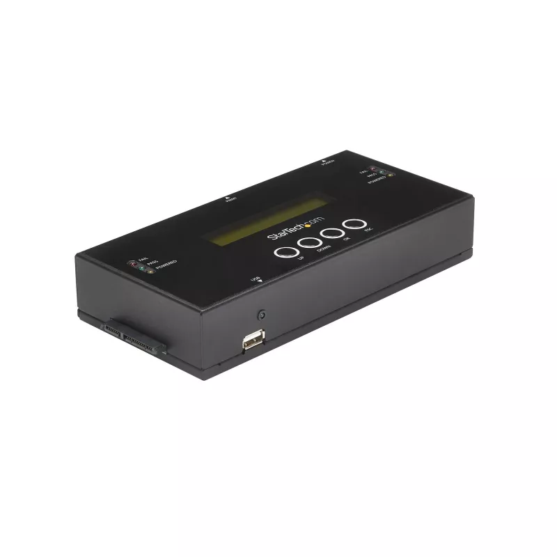 StarTech.com 1:1 nepriklausomas kietųjų diskų kopijavimo ir trynimo įrenginys, SAS ir SATA HDD/SSD klonavimo aparatas, LCD ekranas, TAA atitinkantis