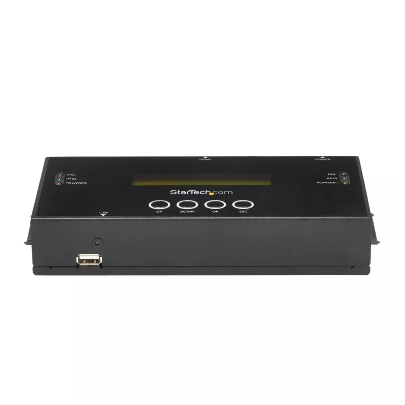 StarTech.com 1:1 nepriklausomas kietųjų diskų kopijavimo ir trynimo įrenginys, SAS ir SATA HDD/SSD klonavimo aparatas, LCD ekranas, TAA atitinkantis