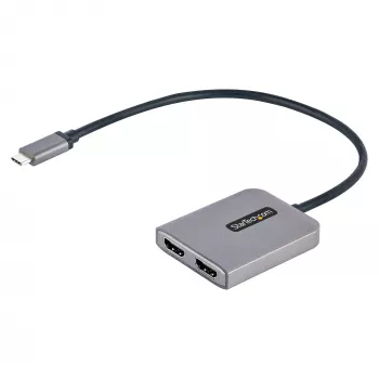 StarTech.com USB-C į dvigubą HDMI MST centras – du HDMI 4K 60Hz – USB Type C kelių monitorių adapteris nešiojamam kompiuteriui su 30cm kabeliu – DP 1.4 kelių srautų perdavimo centras – USB-C į HDMI skirstytuvas