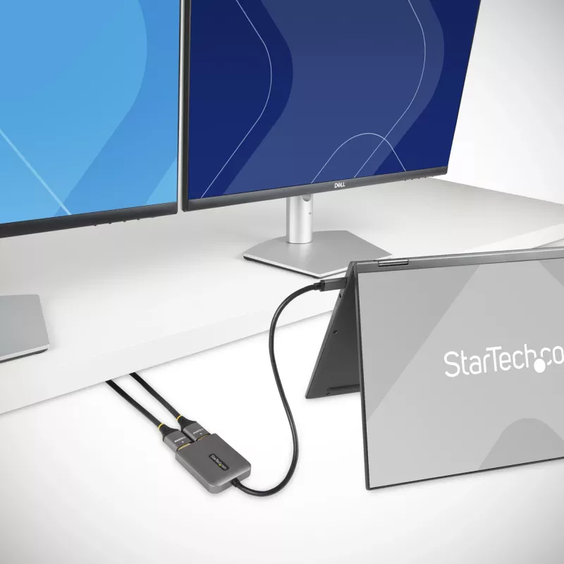 StarTech.com USB-C į dvigubą HDMI MST centras – du HDMI 4K 60Hz – USB Type C kelių monitorių adapteris nešiojamam kompiuteriui su 30cm kabeliu – DP 1.4 kelių srautų perdavimo centras – USB-C į HDMI skirstytuvas