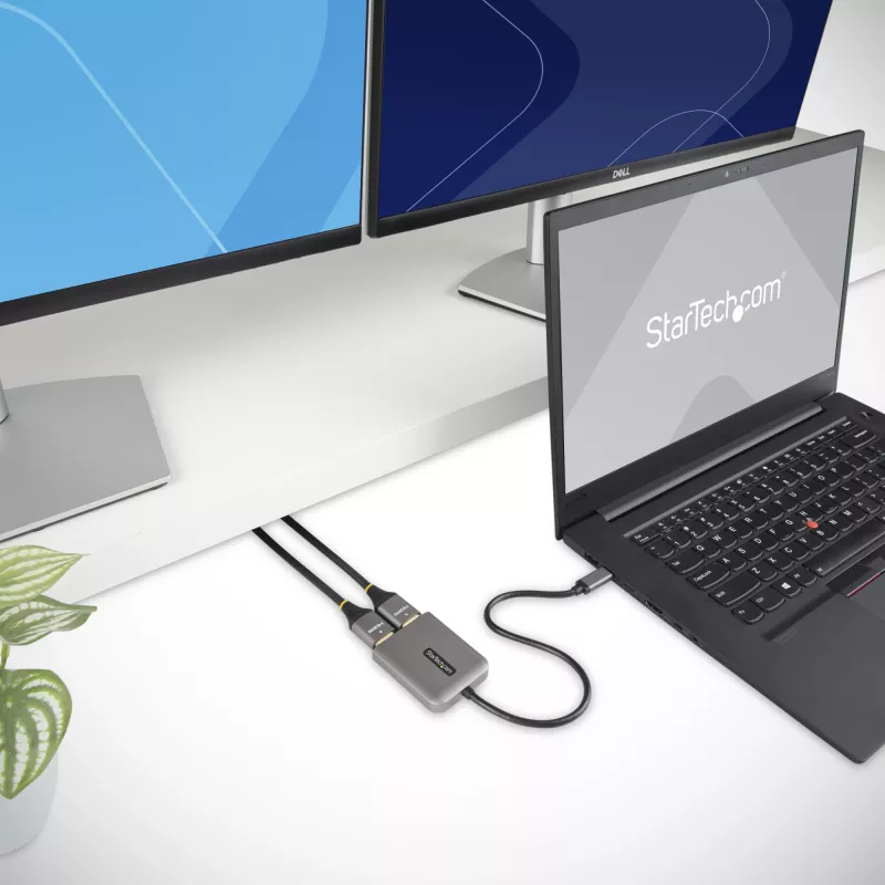 StarTech.com USB-C į dvigubą HDMI MST centras – du HDMI 4K 60Hz – USB Type C kelių monitorių adapteris nešiojamam kompiuteriui su 30cm kabeliu – DP 1.4 kelių srautų perdavimo centras – USB-C į HDMI skirstytuvas