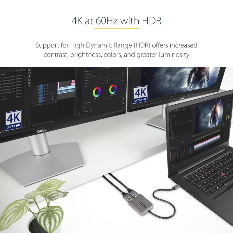 StarTech.com USB-C į dvigubą HDMI MST centras – du HDMI 4K 60Hz – USB Type C kelių monitorių adapteris nešiojamam kompiuteriui su 30cm kabeliu – DP 1.4 kelių srautų perdavimo centras – USB-C į HDMI skirstytuvas