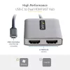 StarTech.com USB-C į dvigubą HDMI MST centras – du HDMI 4K 60Hz – USB Type C kelių monitorių adapteris nešiojamam kompiuteriui su 30cm kabeliu – DP 1.4 kelių srautų perdavimo centras – USB-C į HDMI skirstytuvas