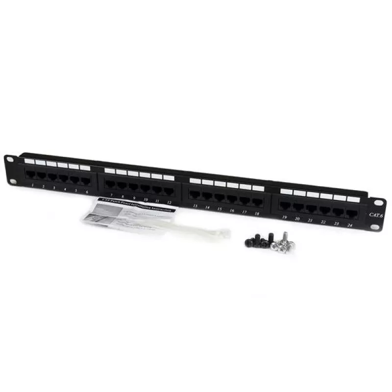 StarTech.com C6PANEL24 24 prievadų Cat6 110 pataisų skydelis, 1U, juodas
