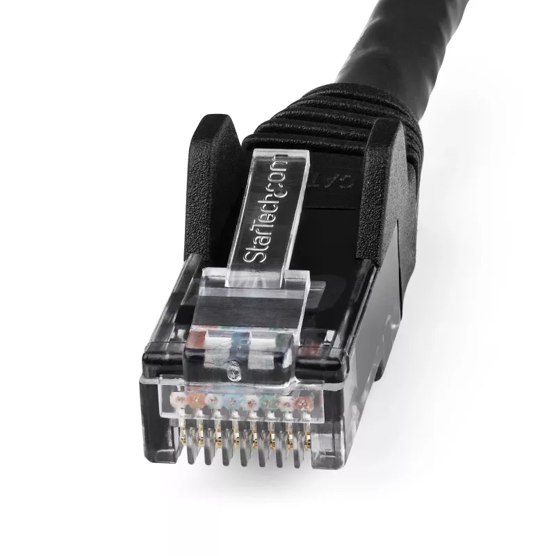 StarTech.com 15m CAT6 Ethernet kabelis - LSZH (mažai dūmų, be halogeno) - 10 Gigabit 250Mhz 100W PoE RJ45 10GbE UTP tinklo jungiamasis laidas su apsauga nuo užkabinimo ir įtempimo mažinimu - juoda, CAT 6, ETL patvirtintas, 24AWG