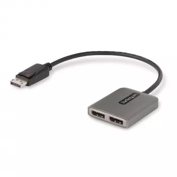 StarTech.com 2 prievadų DisplayPort MST centras, dvigubas 4K 60Hz, DP į 2x DisplayPort monitoriaus adapteris, DP 1.4 kelių monitorių vaizdo adapteris, 30 cm įmontuotas laidas, maitinamas per USB, tik Windows