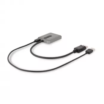 StarTech.com 2 prievadų DisplayPort MST centras, dvigubas 4K 60Hz, DP į 2x DisplayPort monitoriaus adapteris, DP 1.4 kelių monitorių vaizdo adapteris, 30 cm įmontuotas laidas, maitinamas per USB, tik Windows