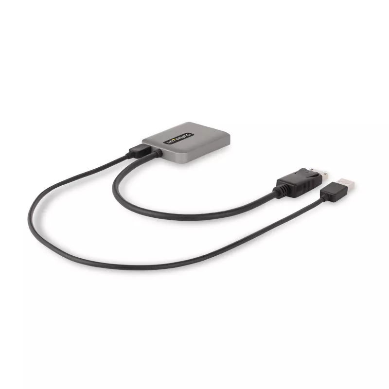 StarTech.com 2 prievadų DisplayPort MST centras, dvigubas 4K 60Hz, DP į 2x DisplayPort monitoriaus adapteris, DP 1.4 kelių monitorių vaizdo adapteris, 30 cm įmontuotas laidas, maitinamas per USB, tik Windows