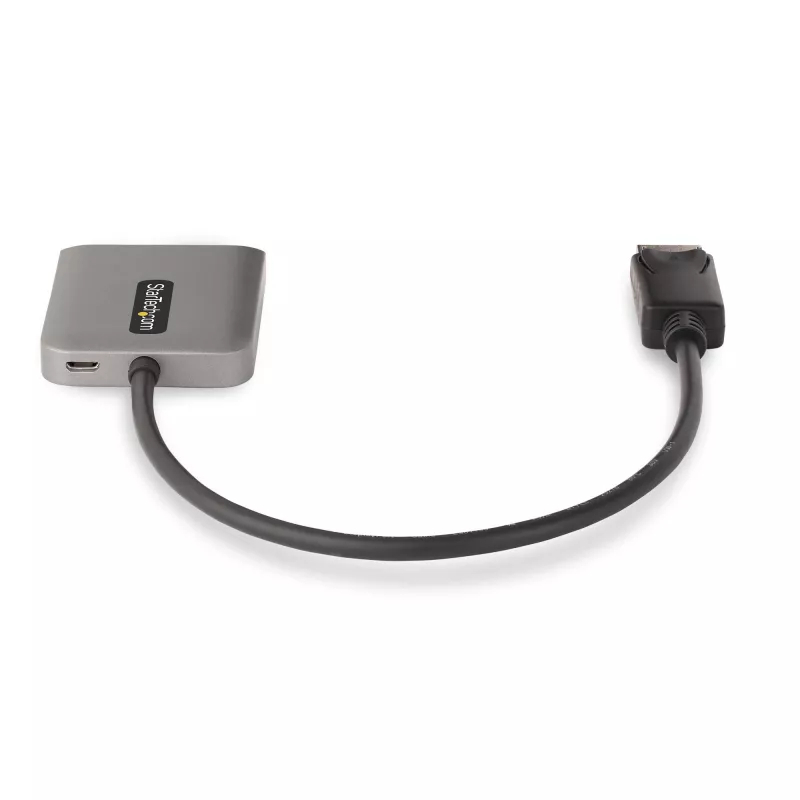 StarTech.com 2 prievadų DisplayPort MST centras, dvigubas 4K 60Hz, DP į 2x DisplayPort monitoriaus adapteris, DP 1.4 kelių monitorių vaizdo adapteris, 30 cm įmontuotas laidas, maitinamas per USB, tik Windows
