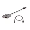 StarTech.com 2 prievadų DisplayPort MST centras, dvigubas 4K 60Hz, DP į 2x DisplayPort monitoriaus adapteris, DP 1.4 kelių monitorių vaizdo adapteris, 30 cm įmontuotas laidas, maitinamas per USB, tik Windows