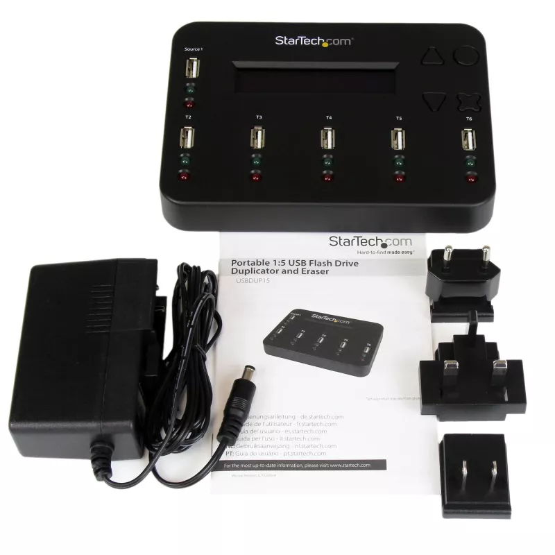 StarTech.com USBDUP15 USB atmintukų kopijavimo ir trynimo įrenginys, 1 į 5, 1,5 GB/min, LCD ekranas