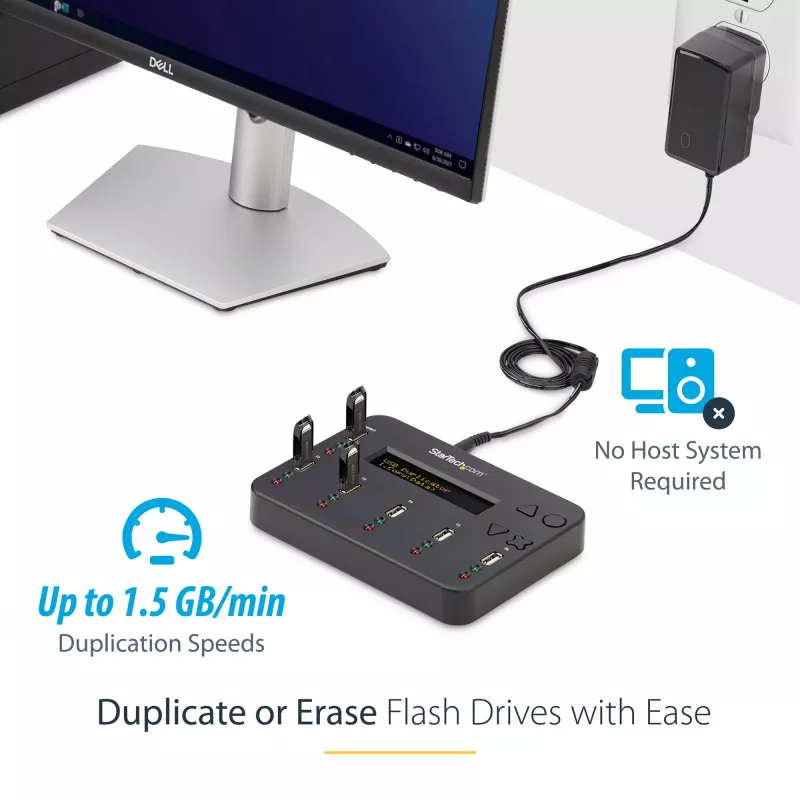 StarTech.com USBDUP15 USB atmintukų kopijavimo ir trynimo įrenginys, 1 į 5, 1,5 GB/min, LCD ekranas