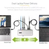 StarTech.com dviejų nešiojamųjų kompiuterių USB-C KVM dokų stotis, dviejų monitorių 4K 60Hz DisplayPort dokas, 5 prievadų USB šakotuvas, GbE, 90W/45W maitinimas dviem nešiojamiesiems, Windows/Mac, 2 pagrindinių KVM dokas - TAA