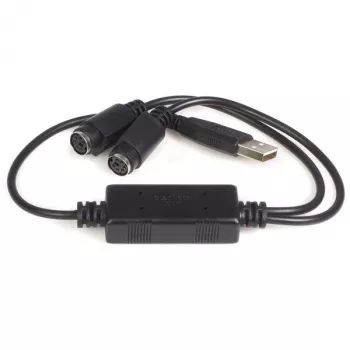 StarTech.com USB į PS/2 adapteris – klaviatūrai ir pelei, 0,435 m, juoda, 1x USB A, 2x DIN 6, 46 g, 142 mm, 175 mm