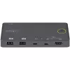 StarTech.com 2 prievadų hibridinis USB-A + HDMI ir USB-C KVM jungiklis – vienas 4K 60Hz HDMI 2.0 monitorius – kompaktiškas stalinis ir/arba nešiojamojo kompiuterio HDMI KVM jungiklis – maitinamas per USB – suderinamas su Thunderbolt 3