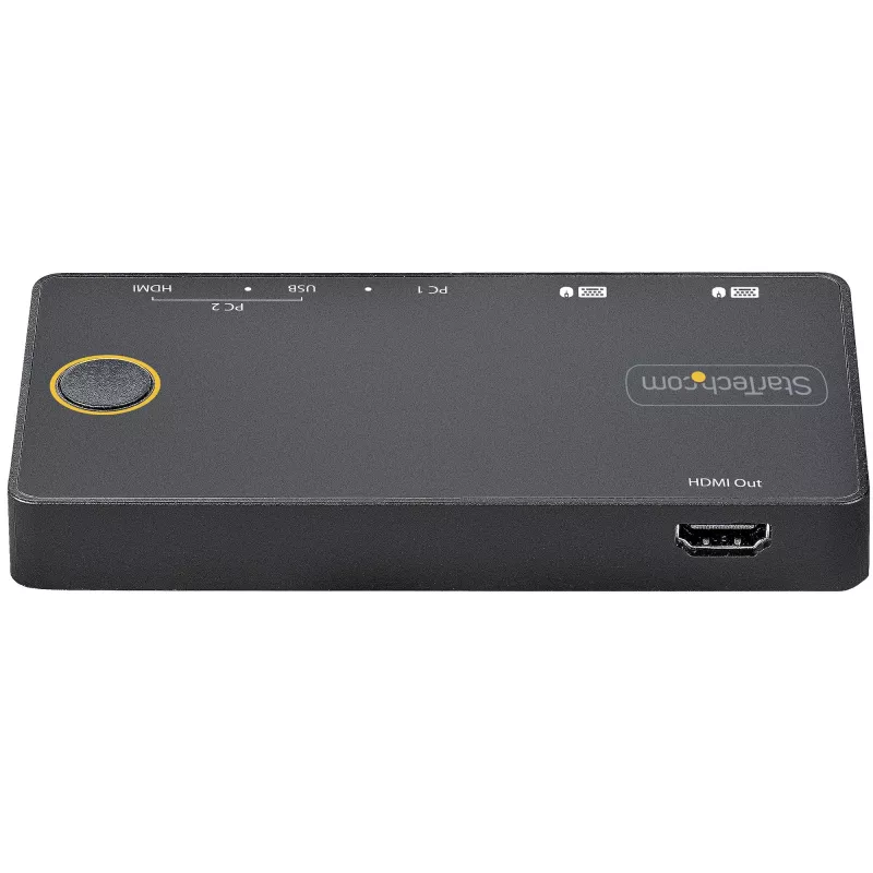 StarTech.com 2 prievadų hibridinis USB-A + HDMI ir USB-C KVM jungiklis – vienas 4K 60Hz HDMI 2.0 monitorius – kompaktiškas stalinis ir/arba nešiojamojo kompiuterio HDMI KVM jungiklis – maitinamas per USB – suderinamas su Thunderbolt 3