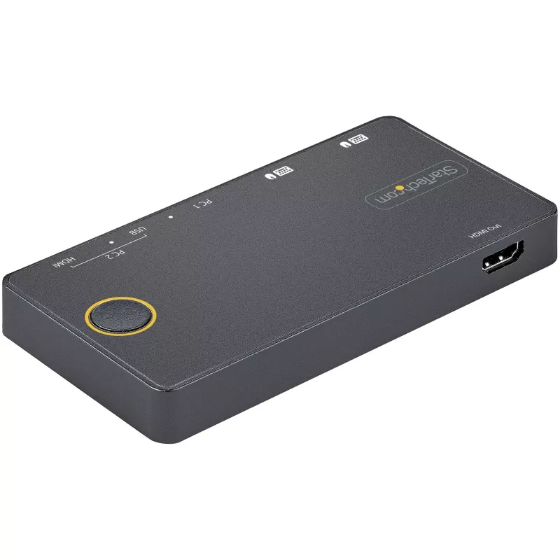 StarTech.com 2 prievadų hibridinis USB-A + HDMI ir USB-C KVM jungiklis – vienas 4K 60Hz HDMI 2.0 monitorius – kompaktiškas stalinis ir/arba nešiojamojo kompiuterio HDMI KVM jungiklis – maitinamas per USB – suderinamas su Thunderbolt 3
